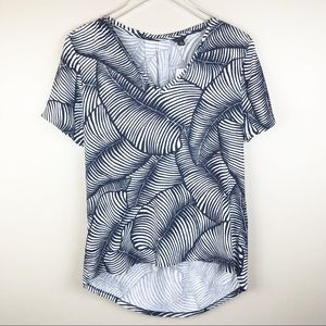 🌿 NWT Ann Taylor Navy Blue Palm Print Top Size M